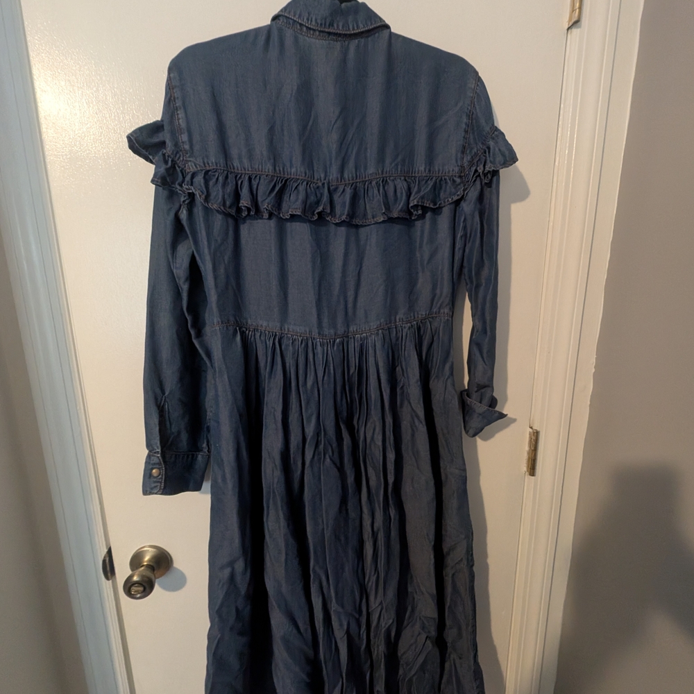 Denim Blue Ruffle Dress - Picture 4 of 4